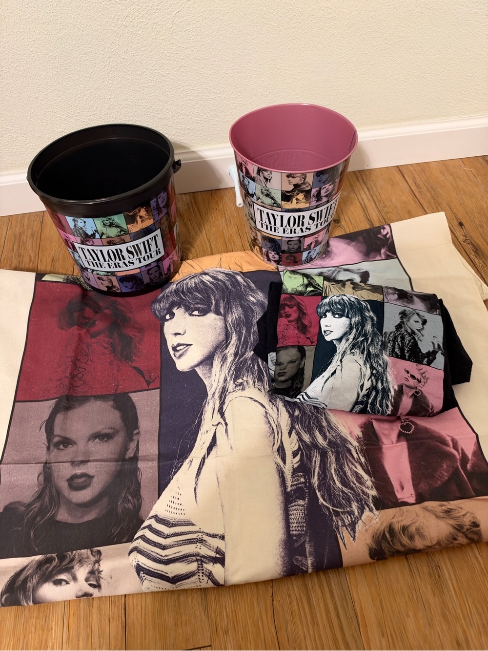 Taylor Swift Pink & Black Eras Tour Accent Bucket and Printed Fabric